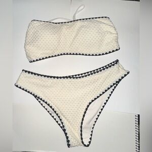 Zaful White and Black Textured Bikini